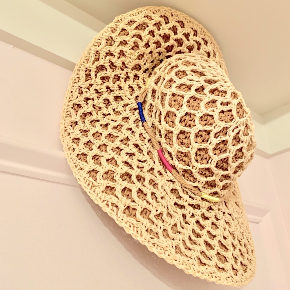 Betsy Johnson Woven Rainbow Sun Hat